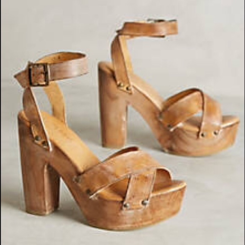 Bed Stu Madeline Wooden Heel Sandal Pump sz 8